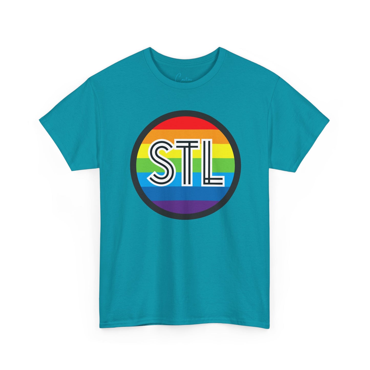 The Lou STL Saint Louis Pride Rainbow Unisex Heavy Cotton Tee