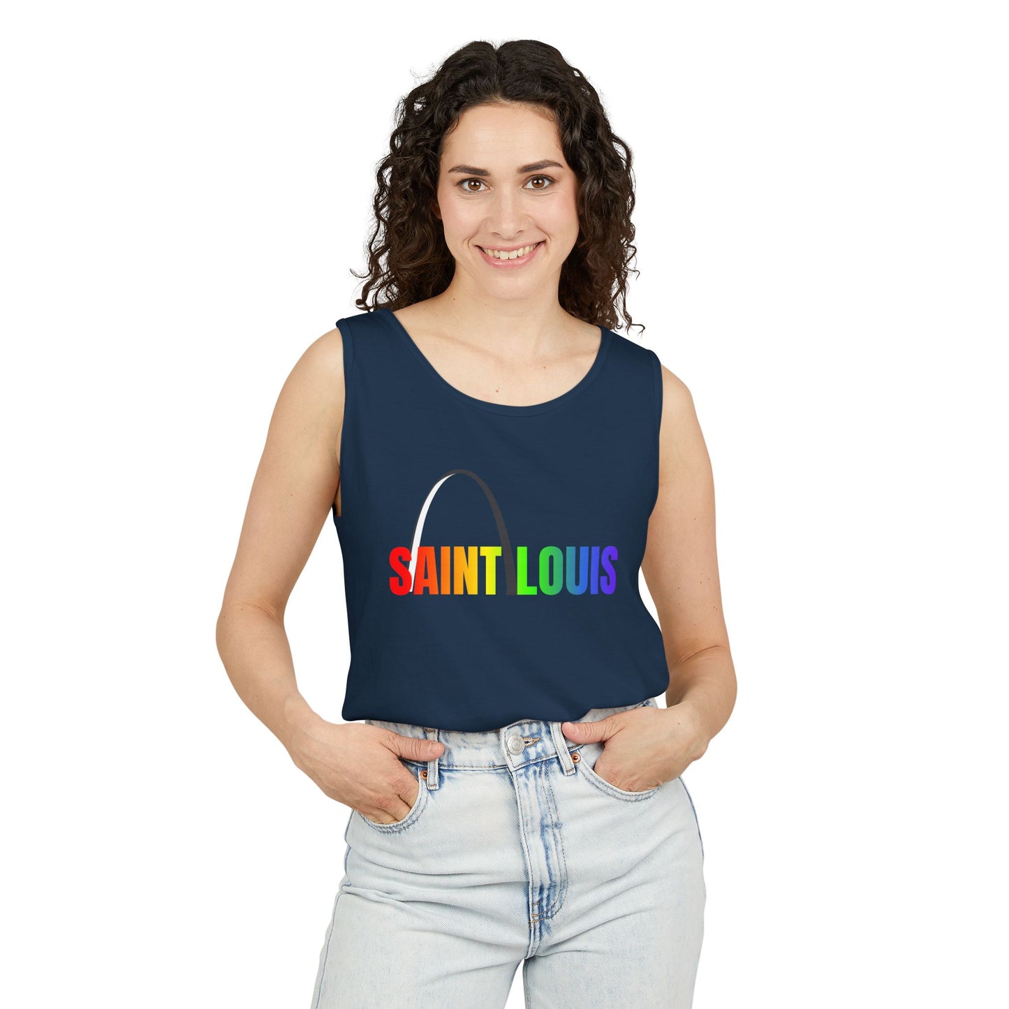 Saint Louis Arch Rainbow Single Jersey Men's Tank