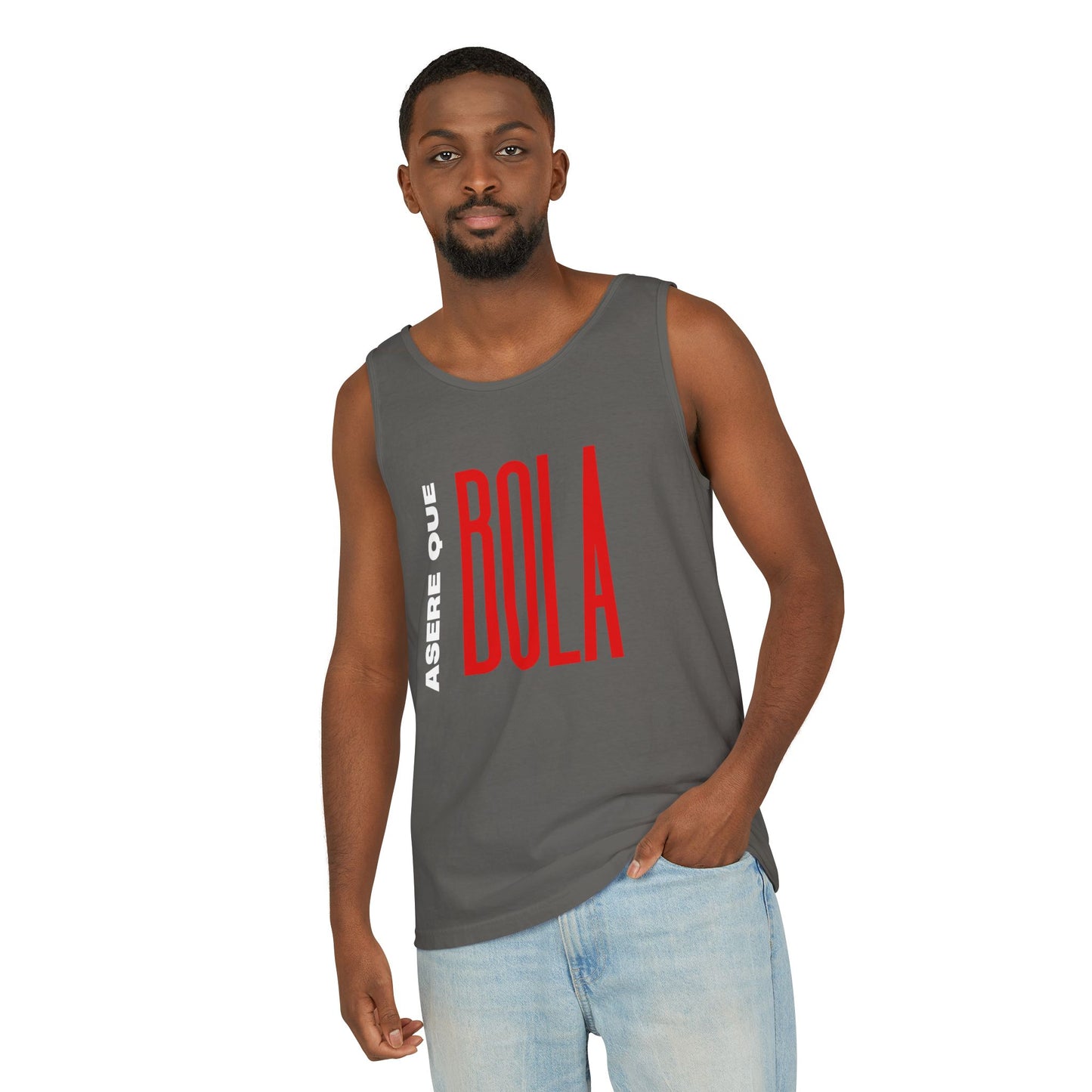 Acere que Bola red white on blue. Unisex Heavy Cotton Tank