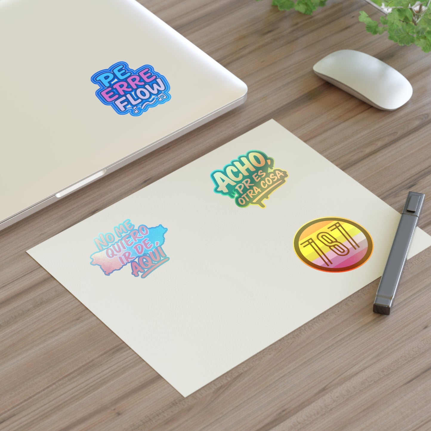 Puerto Rico Spanish Phrase Sticker Sheet — "No me quiero ir de aquí", "Acho" & 787 Rainbow Decals