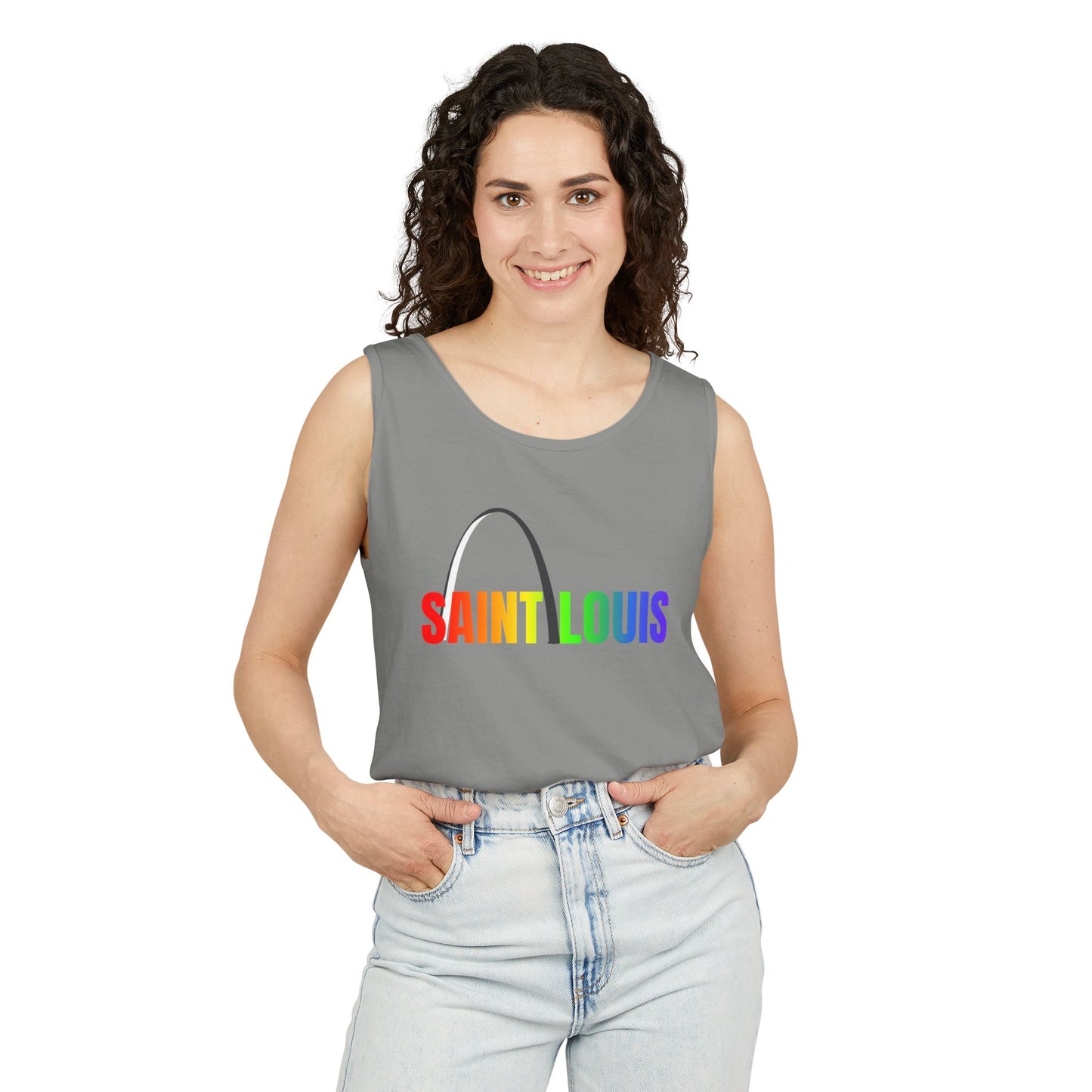 Saint Louis Arch Rainbow Single Jersey Men's Tank