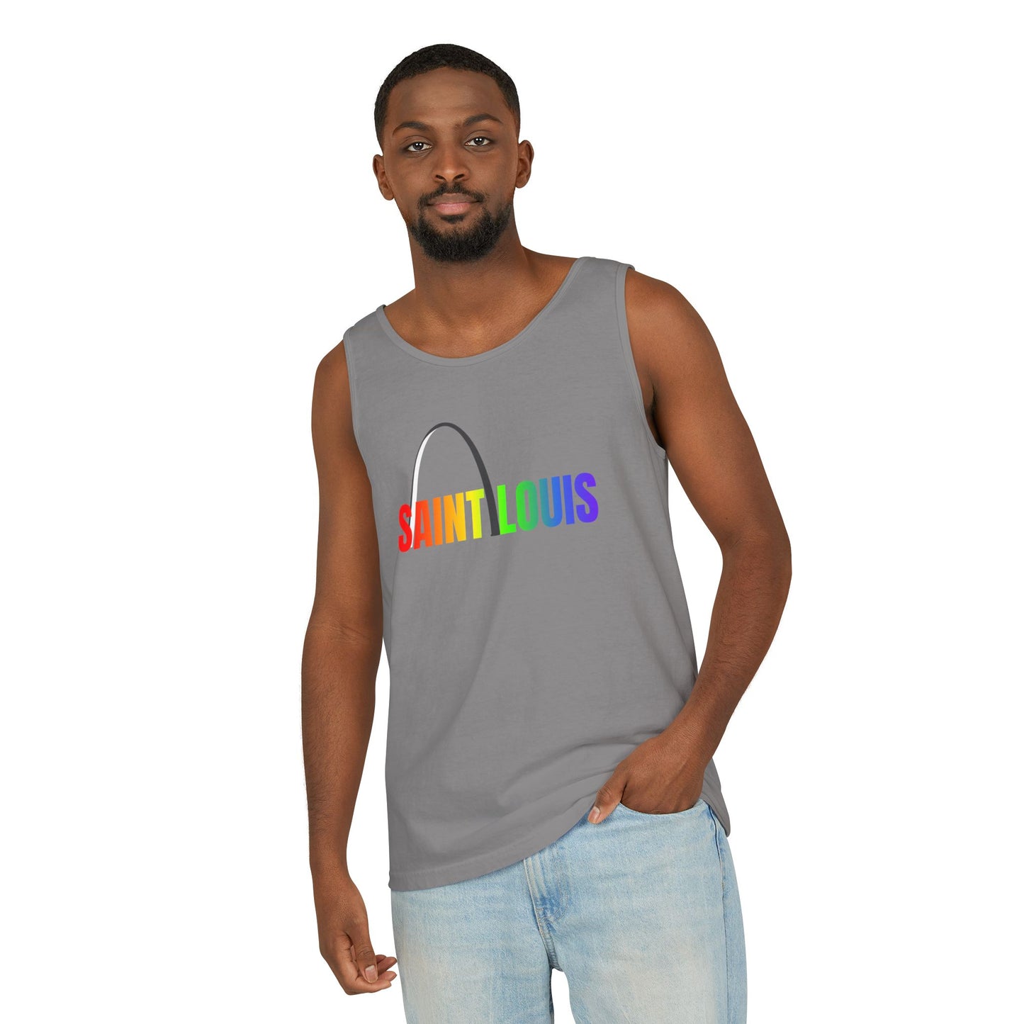 Saint Louis Arch Rainbow Single Jersey Men's Tank