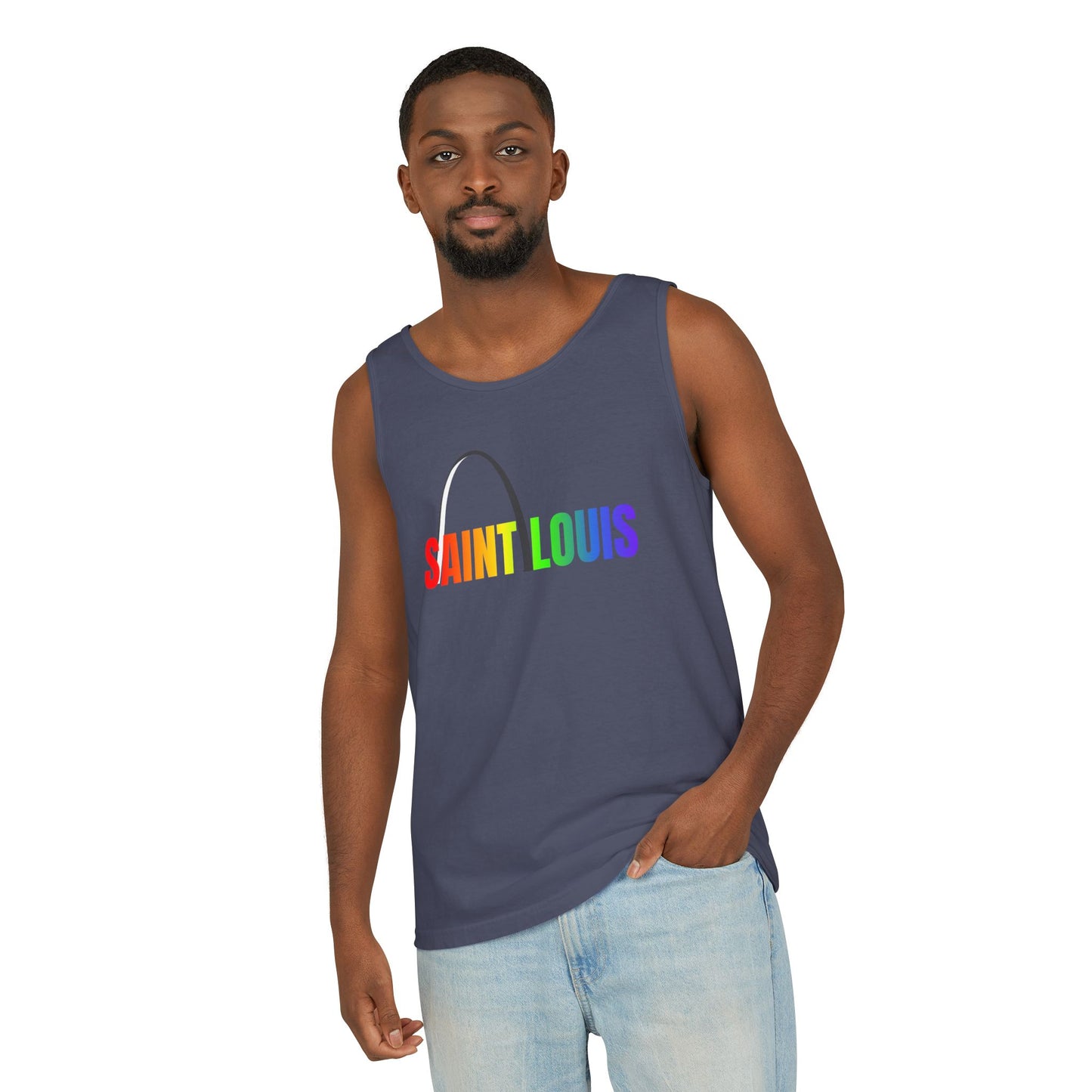 Saint Louis Arch Rainbow Single Jersey Men's Tank