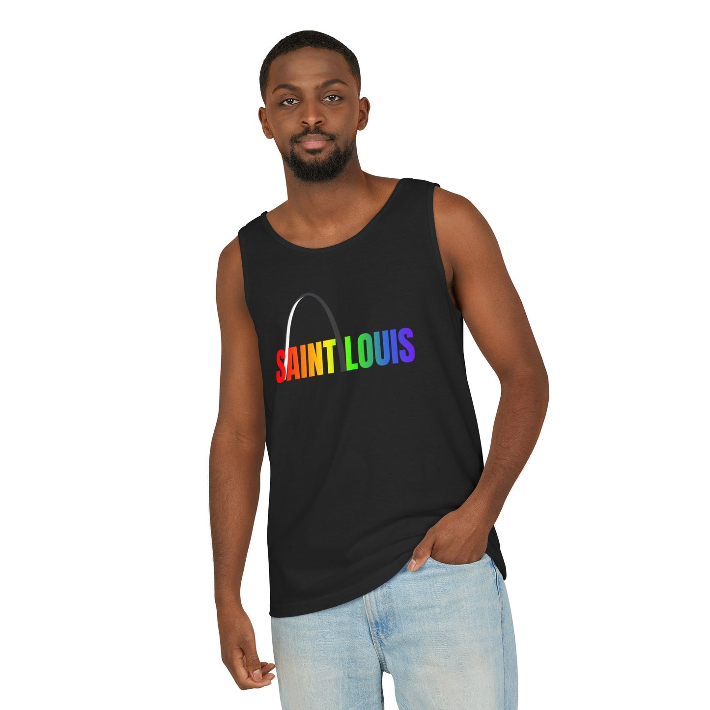 Saint Louis Arch Rainbow Single Jersey Men's Tank