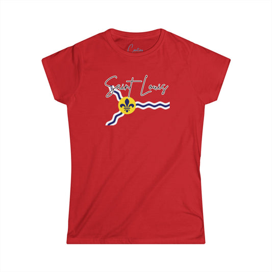 Saint Louis Flag Women's Softstyle Tee - Fun and Vibrant Graphic Tee for Celebrations
