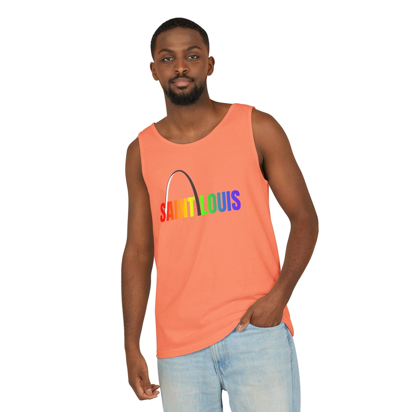 Saint Louis Arch Rainbow Single Jersey Men's Tank