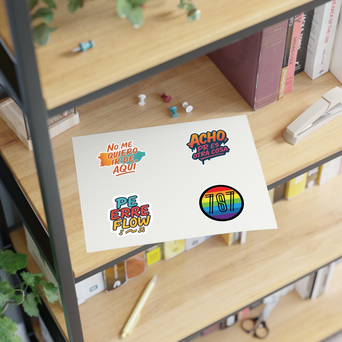 Puerto Rico Spanish Phrase Sticker Sheet — "No me quiero ir de aquí", "Acho" & 787 Rainbow Decals
