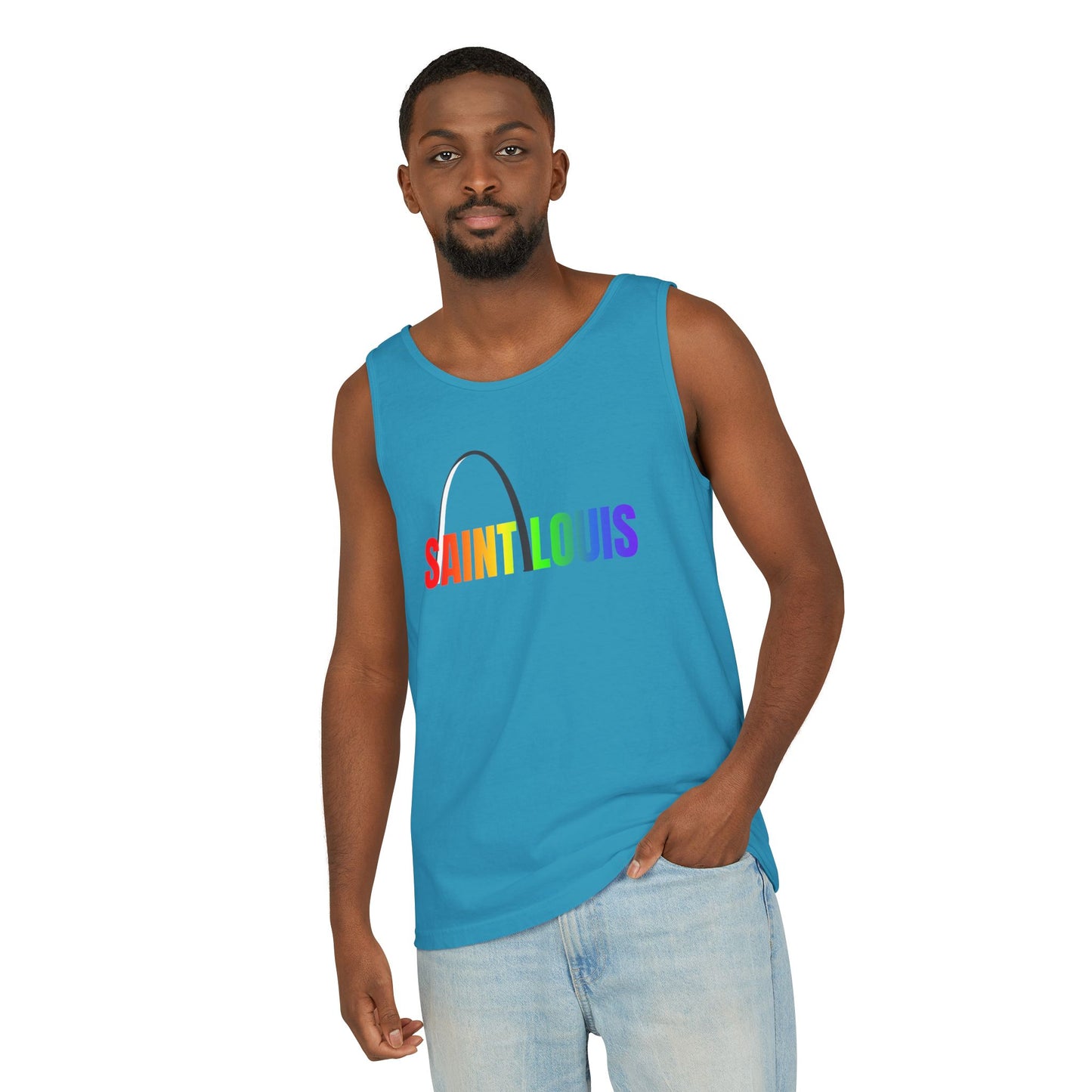 Saint Louis Arch Rainbow Single Jersey Men's Tank