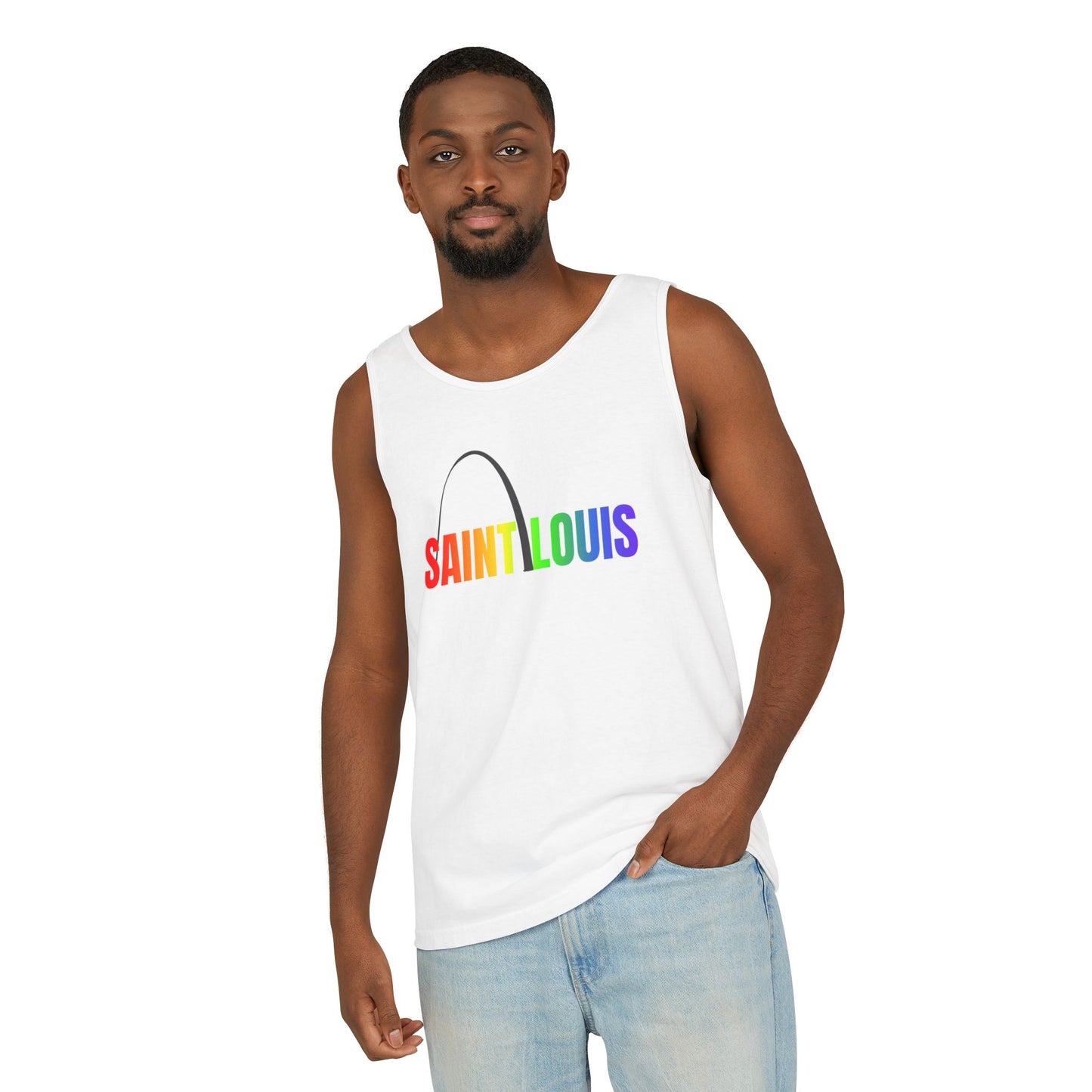 Saint Louis Arch Rainbow Single Jersey Men's Tank