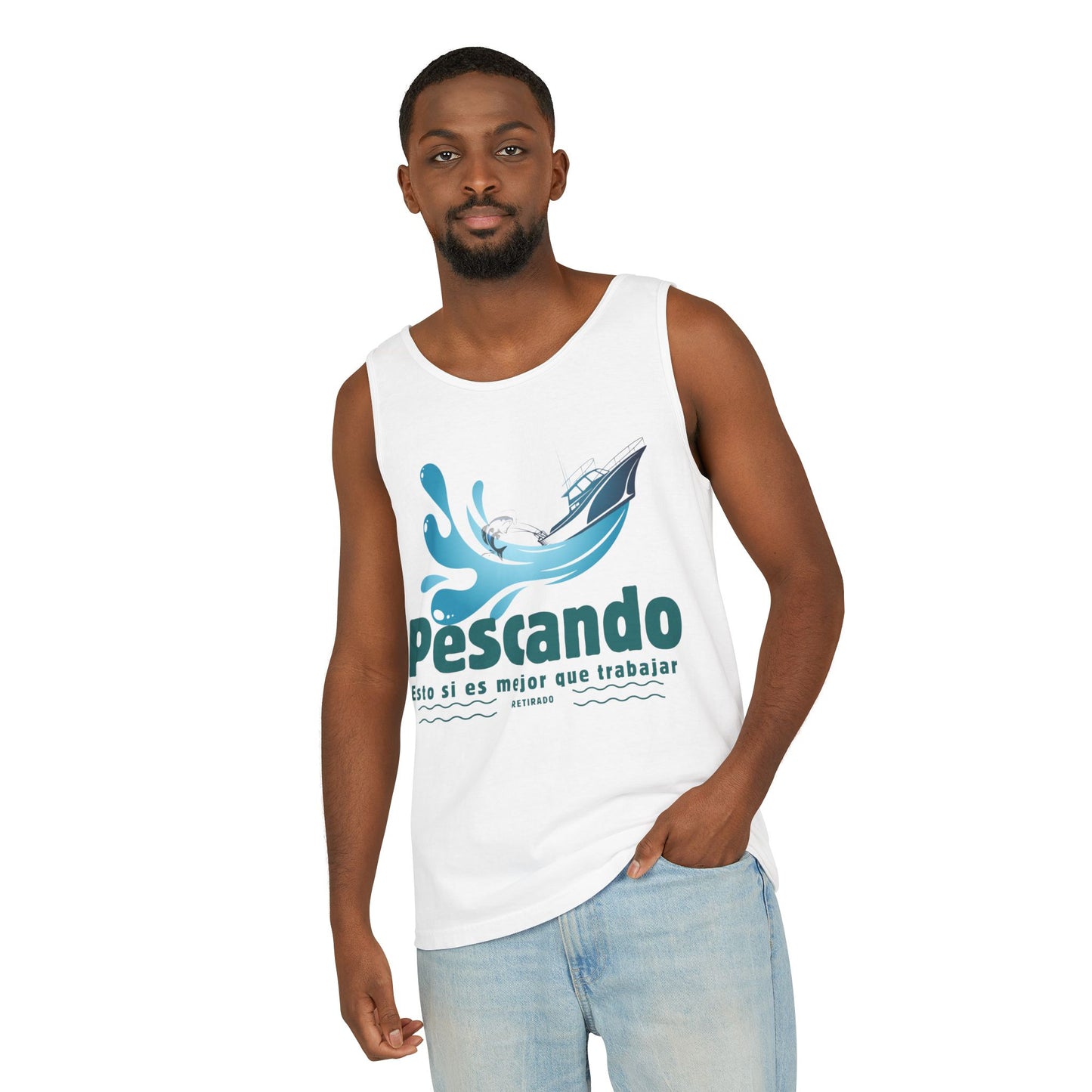 Pescando: Mejor que trabajar Single Jersey Men's Tank