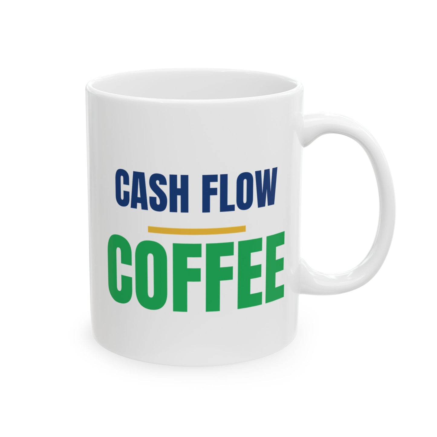Cash Flow Coffee mug handle detail, real estate investor gift mug